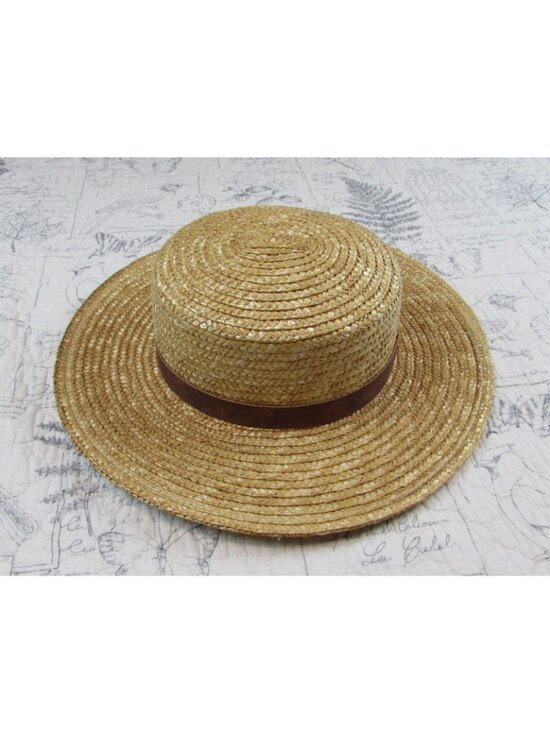 Anthropologie Rare Wyeth P Boater Hat leather strap Flawless Condition OS main image 5
